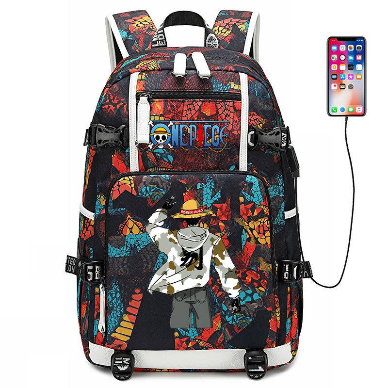 ONE PIECE Luffy School Bag Animation Peripheral Large Capacity Lightweight Backpack Junior High School Backpack Travel Bag