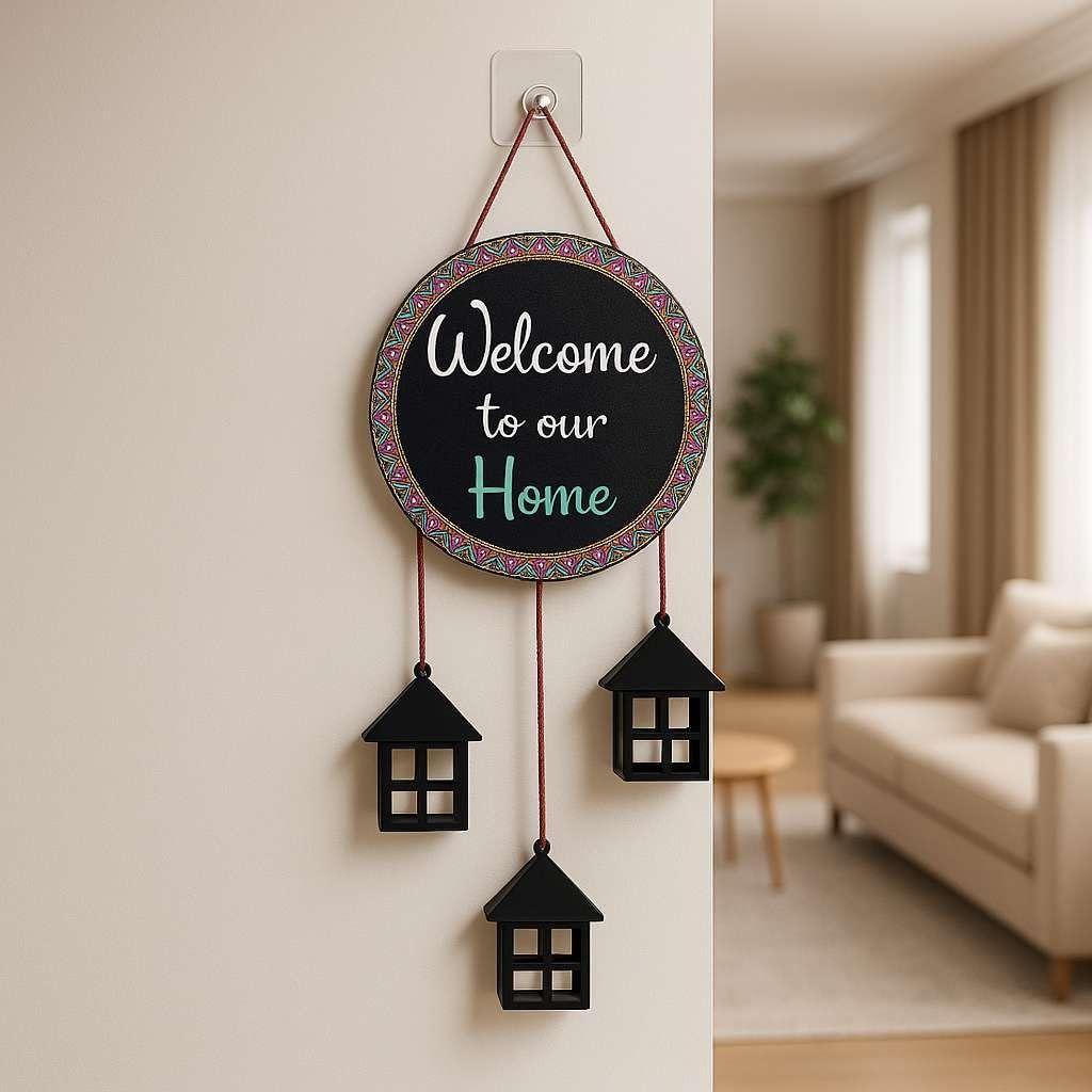 Wooden Wall Hanging Welcome Sign Decorative Quote Board For Home, Door, Entrance, Hall & Office - Rustic Wall Art
