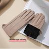 Women's Winter Warm Lambskin Leather Gloves - Windproof, Thickened, Touchscreen, Short, Trendy, Light Luxury for Motorcycle Riding
