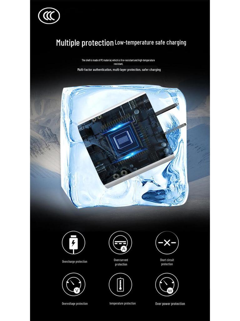 3C Certified PD20W Fast Charger - Dual Port for Apple Phones with Flash Charge Cable
