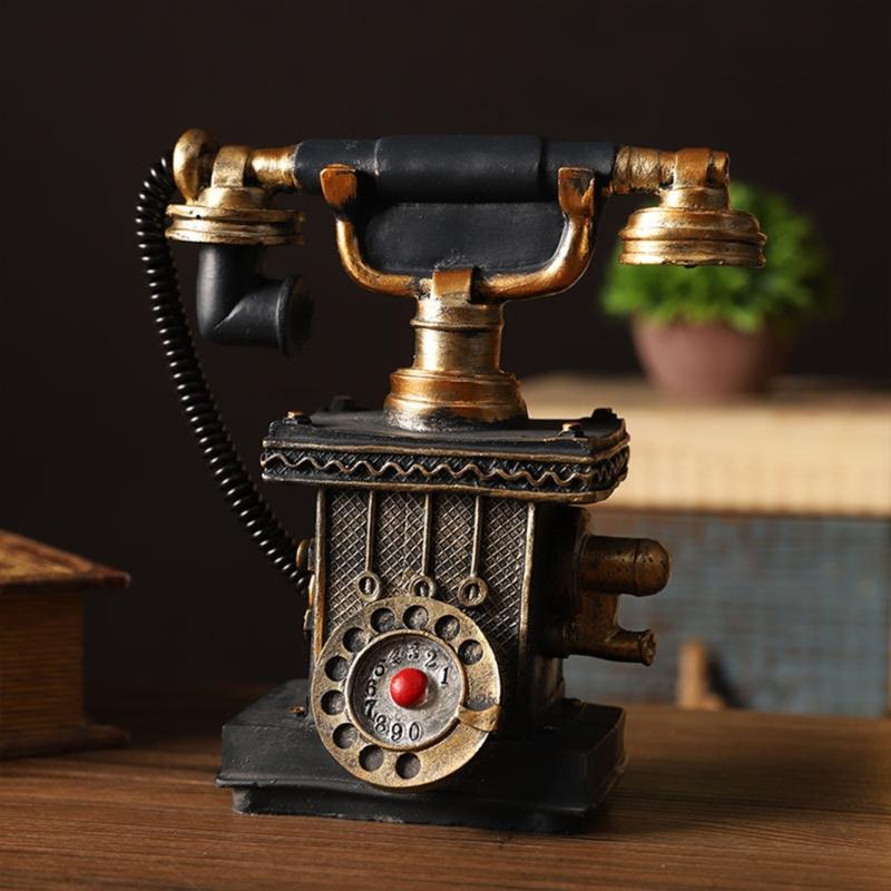 Antike Drehwahltelefon-Replikate Harz-Telefonmodell Statue Ornament Für Bücherregale Tisch Vintage Innenraumakzent