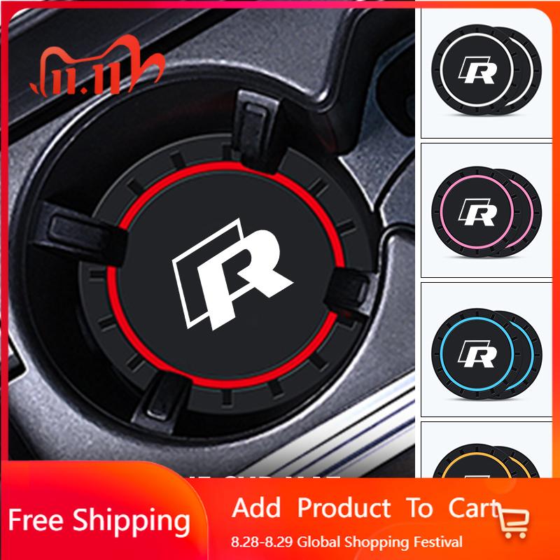 2026 Hot Sticker 2pcs Silica Gel Car Coaster Water Cup Holder Anti Slip Pad Mat For Volkswagen VW Tiguan CC Jetta Polo Golf 4 5