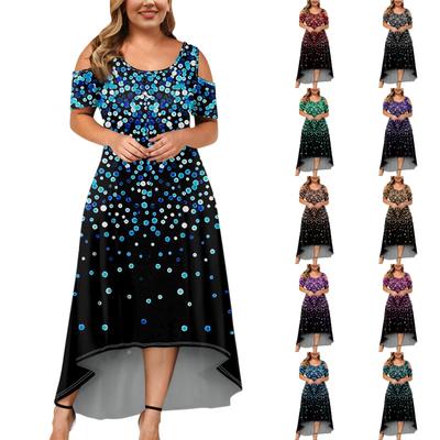 Kadın Günlük Moda Baskılı Elbise Yuvarlak Yaka Kısa Kollu Kazak Elbiseler