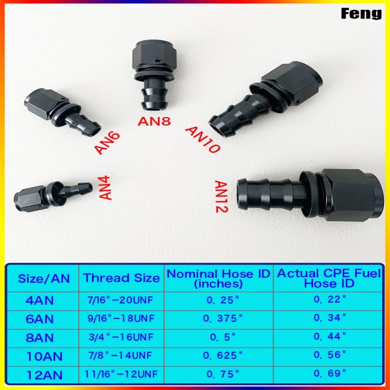Uuiversal Aluminum AN4 AN6 AN8 AN10 AN12 Car Oil Fuel Fitting Oil Fuel Push On Hose 0 90 45 180 Degree Connection Adapter Black