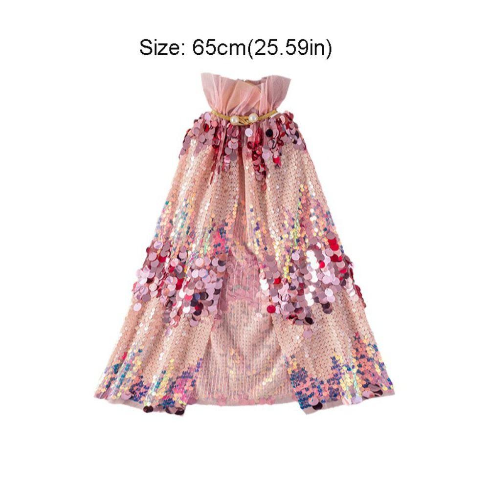 Cosplay Children Costume Cloak Shining Sequins Elegant Dress Cape Girl Tulle Cloak Carnival Party