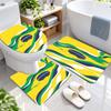 3Pcs Flannel Toilet Mat Set Brazil national football team Bathroom Rug Bath Carpet Non Slip Home Decor