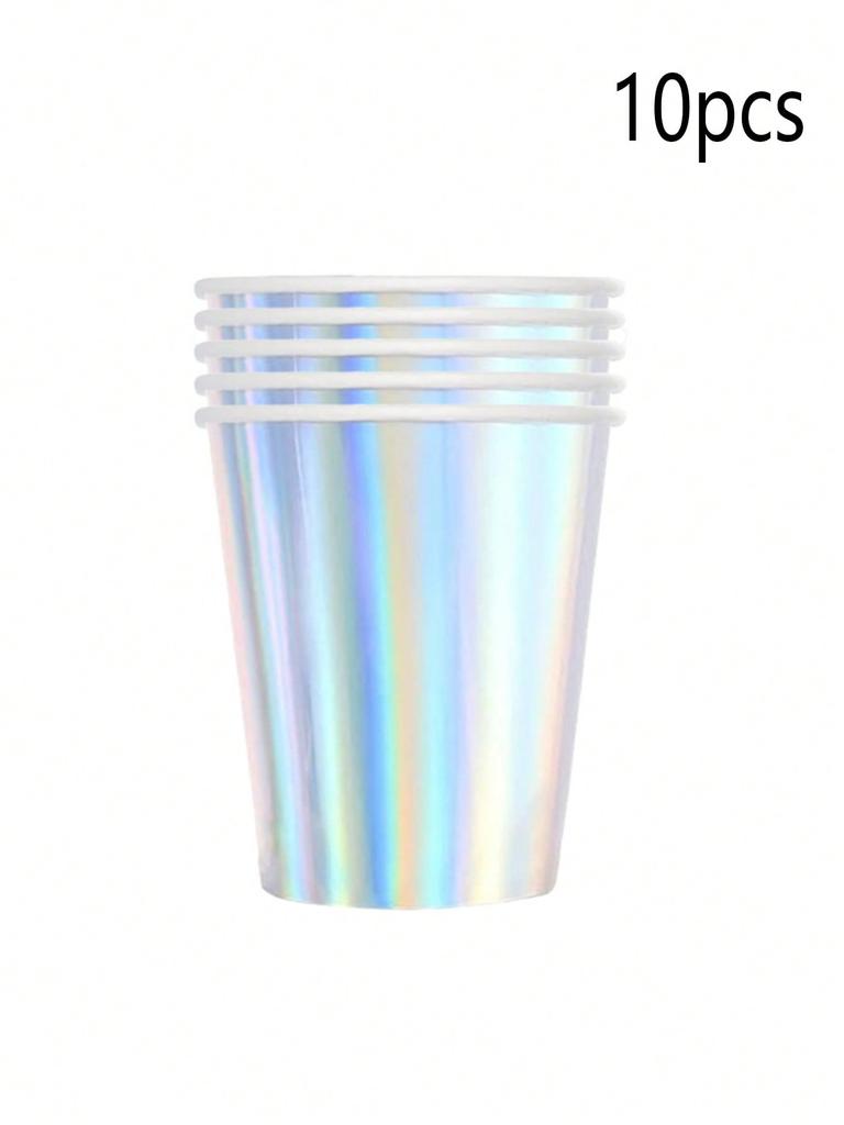 Rainbow Party Supplies Decorations, Holographic Paper Plates and Napkins Set for Birthday Wedding Holiday Party, Christmas