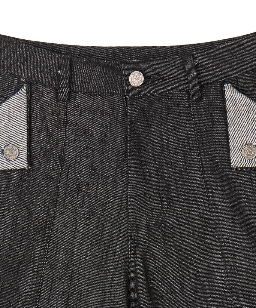 Dandel Dd Turn-Up Denim Bermuda Pants (Black)