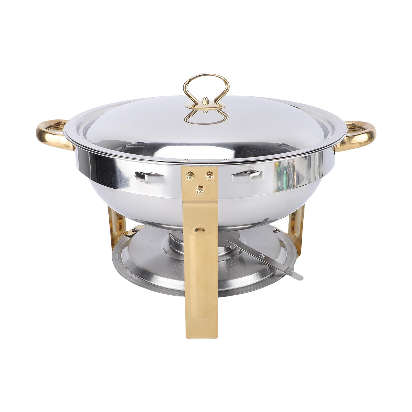 Buffet Chafing Dish 4.5L Gold Round Stainless Steel Buffet Server Warmer for Restaurant Hotel Party Wedding L