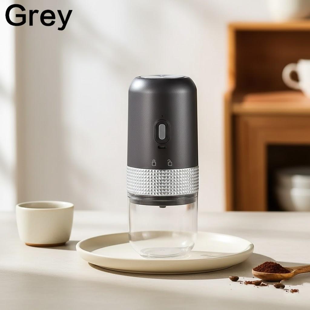 

Portable Rechargeable Electric Coffee Grinder Compact Spice Grinder Home Kitchen Travel Coffee Mill 1PC сірий