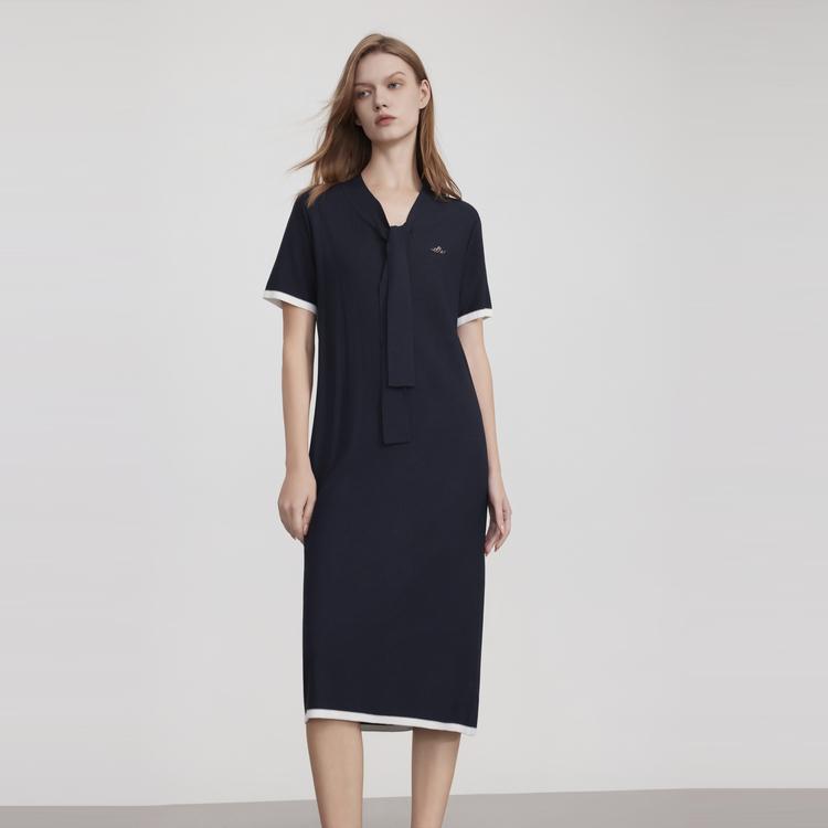 ELLE French Ribbon Minimalist Design Elegant Fashion Casual T-Shirt Dress Short Sleeve Dress Women Dresses EL51991