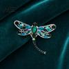 Broche Résistante à l'Usure Broche en Alliage Électroplaqué, Broche Libellule avec Strass Scintillants Incrustés, Badge Design Longue Queue pour Luster Décoratif