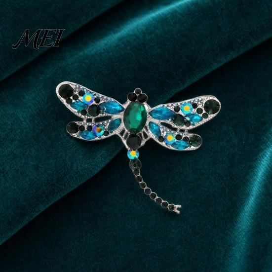Broche Résistante à l'Usure Broche en Alliage Électroplaqué, Broche Libellule avec Strass Scintillants Incrustés, Badge Design Longue Queue pour Luster Décoratif