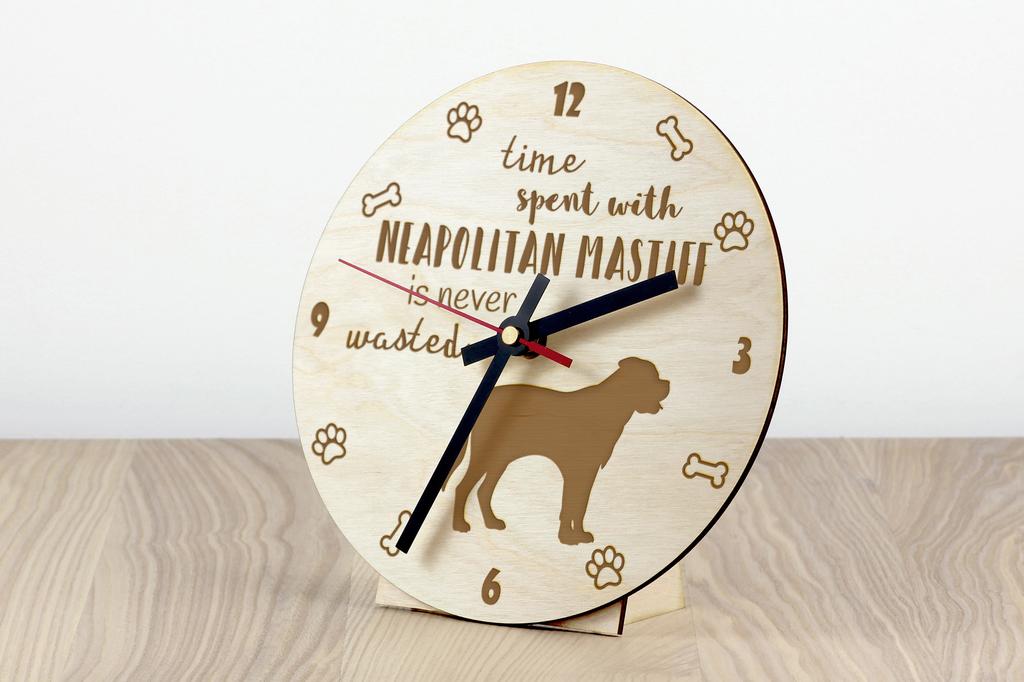 Napoliten Mastiff, Mastino Napoletano - köpekli saat, ahşap oymalı saat, Art-Dog tarafından kişiselleştirilmiş saat