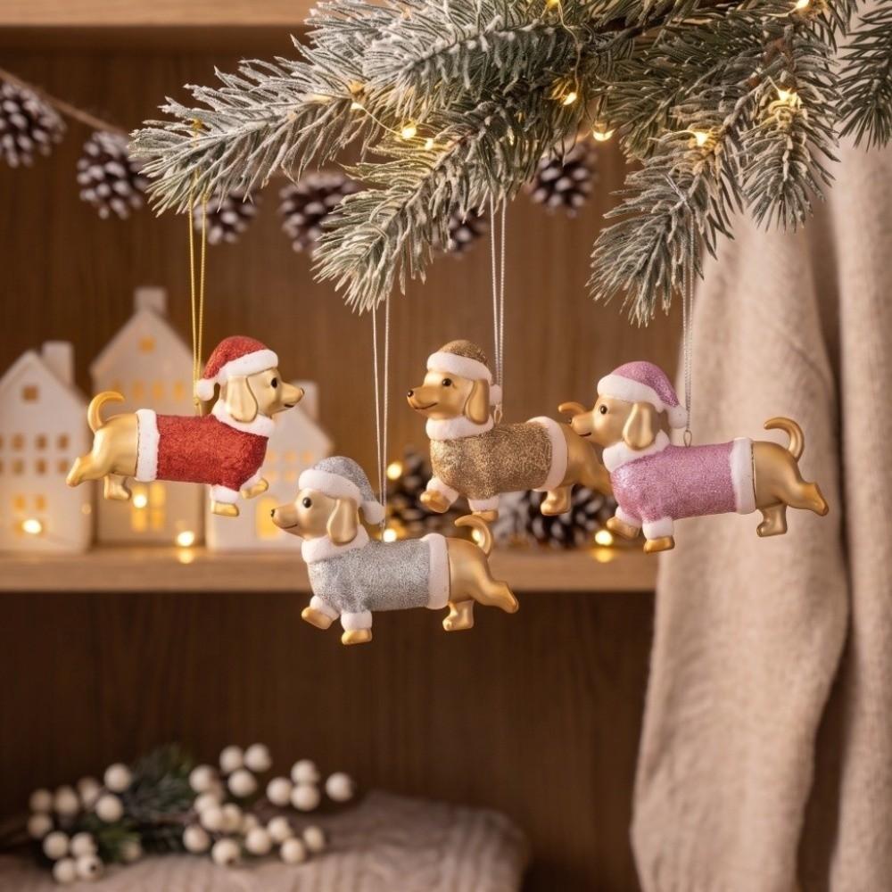 Delicate Christmas Cat Dog Pendant Kitten Christmas Hanging Novelty Christmas Tree Decor Bedroom