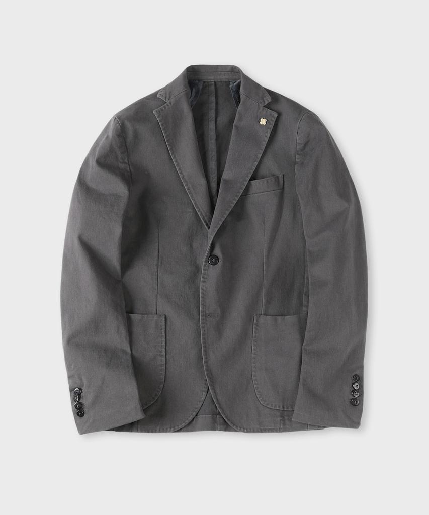 Panicale Charcoal Garment-Dyed Casual Cotton Jacket