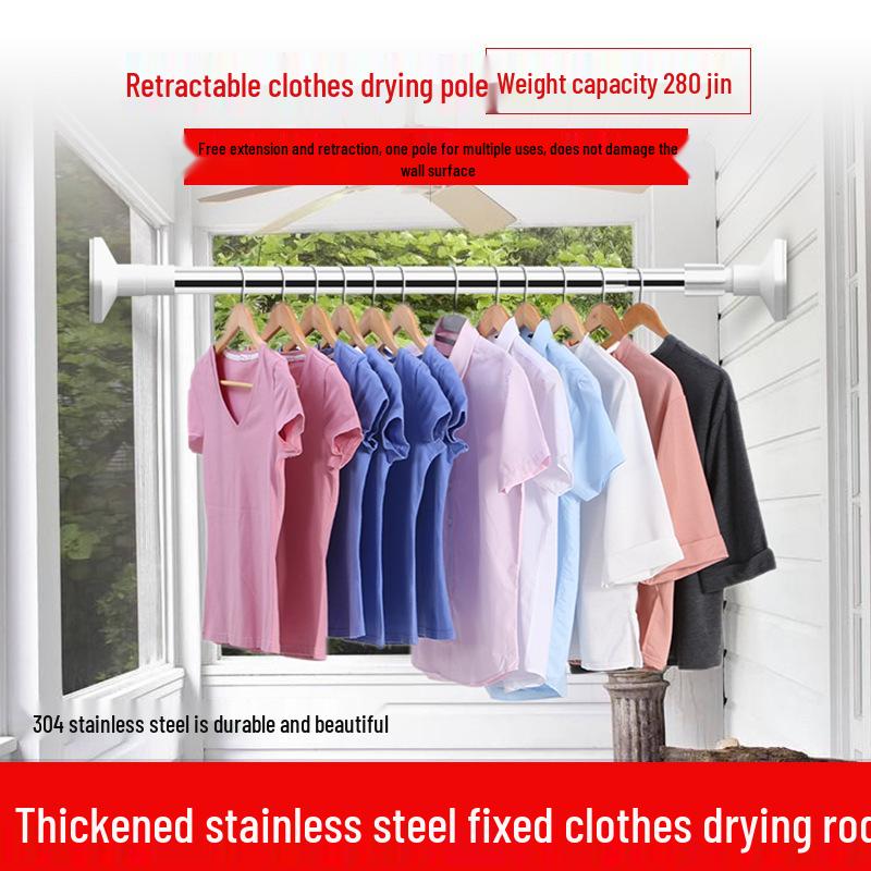 Haste Telescópica de Aço Inoxidável Espesso: Barra Multifuncional para Cortina, Chuveiro e Secagem, Não Requer Perfuração