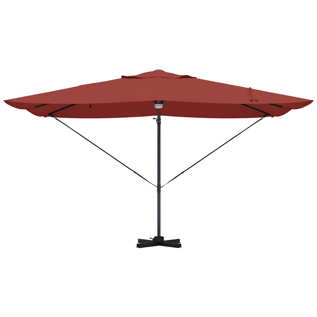 Cantilever Sun Umbrella with LED Light Strips Terracotta 351 X 250 X 253 Cm