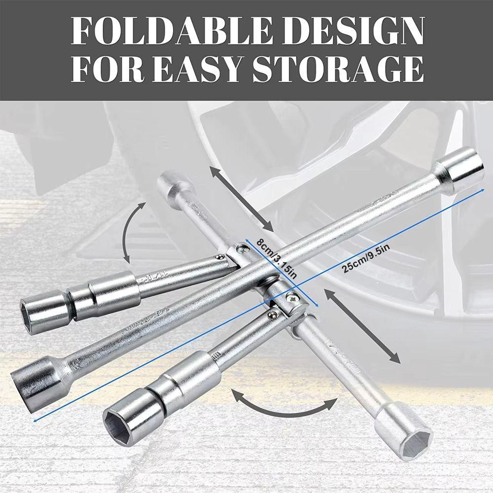 Labor-Saving Collapsible Lug Wrench 17/19/21/23mm Foldable Socket Wrench Car Repair