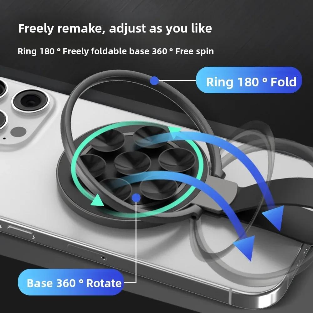 MagSafe Magnetic Ring Phone Stand | Silicone Suction Cup, Stable Hold | Universal for All Phones, Desktop/Car/ Glass/Kitchen Use
