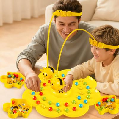 Magnetic Bee Bean Picking Game with Headband Color Cognition Kids Parents Interactive Family Party Tabletop Fishing Board Game Educational Toy