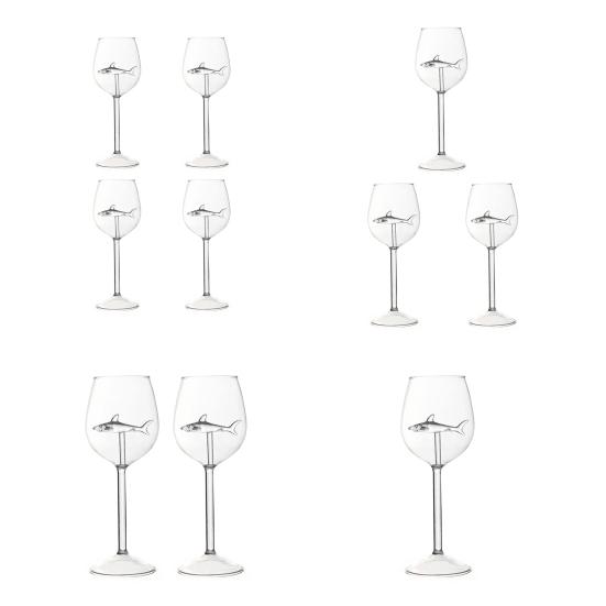 Set Haai Wijnglazen Handgeblazen Loodvrij Glas Kelk Nieuwigheid Haai Wijnbeker Grappig Cadeau voor Wijnliefhebbers & Haaienliefhebbers