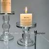 Roman Column Crystal Glass Candlestick: Retro Ornament for Romantic Candlelight Dinners and Photo Props.
