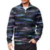 Men's Loose Casual 1/4 Zip Sweatshirt Fashion Printed Long Sleeve Top With Pockets