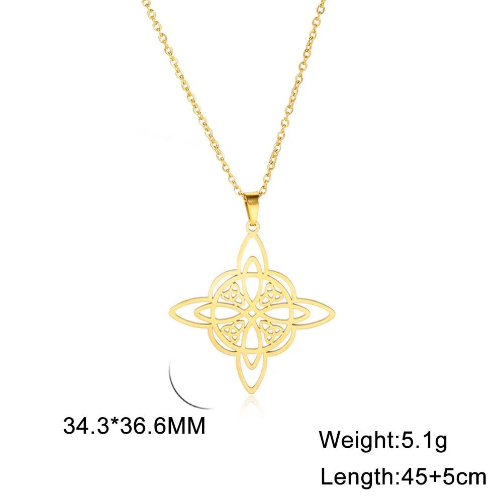 Vintage Witch Knot Necklace for Women Luck Pendant Irish Celtics Protection Amulet Stainless Steel Witchcraft Wicca Jewelry Gift