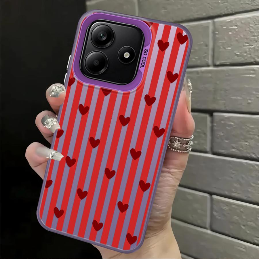 Back Phone Cover Case for Xiaomi Redmi Note 14 11 12 Pro 12s Note 13 Pro Plus 11s Stripe Love Heart