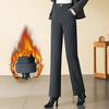 Woolen Straight-leg Pants Women's High-waisted Autumn and Winter Plus Velvet Thickened Warm Mother Casual Pants Trousers