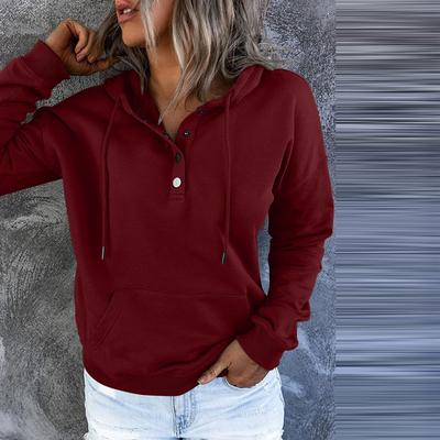 Women's Pullover Hoodies Tops Casual Button Down Long Sleeve Pocket Sweatshirts