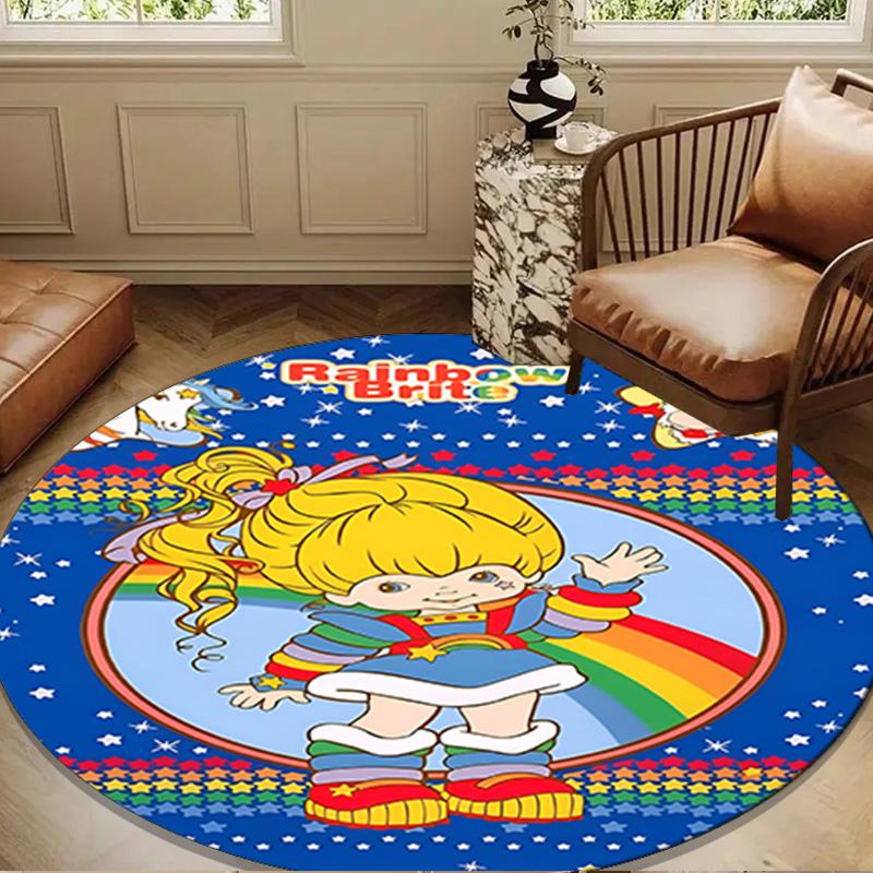 Rainbow Adventure Round Mat, Anti-slip Circle Carpet Chair Rug For livingroom,Bedroom, Doormat Home Decor Gift Christmas Gifts