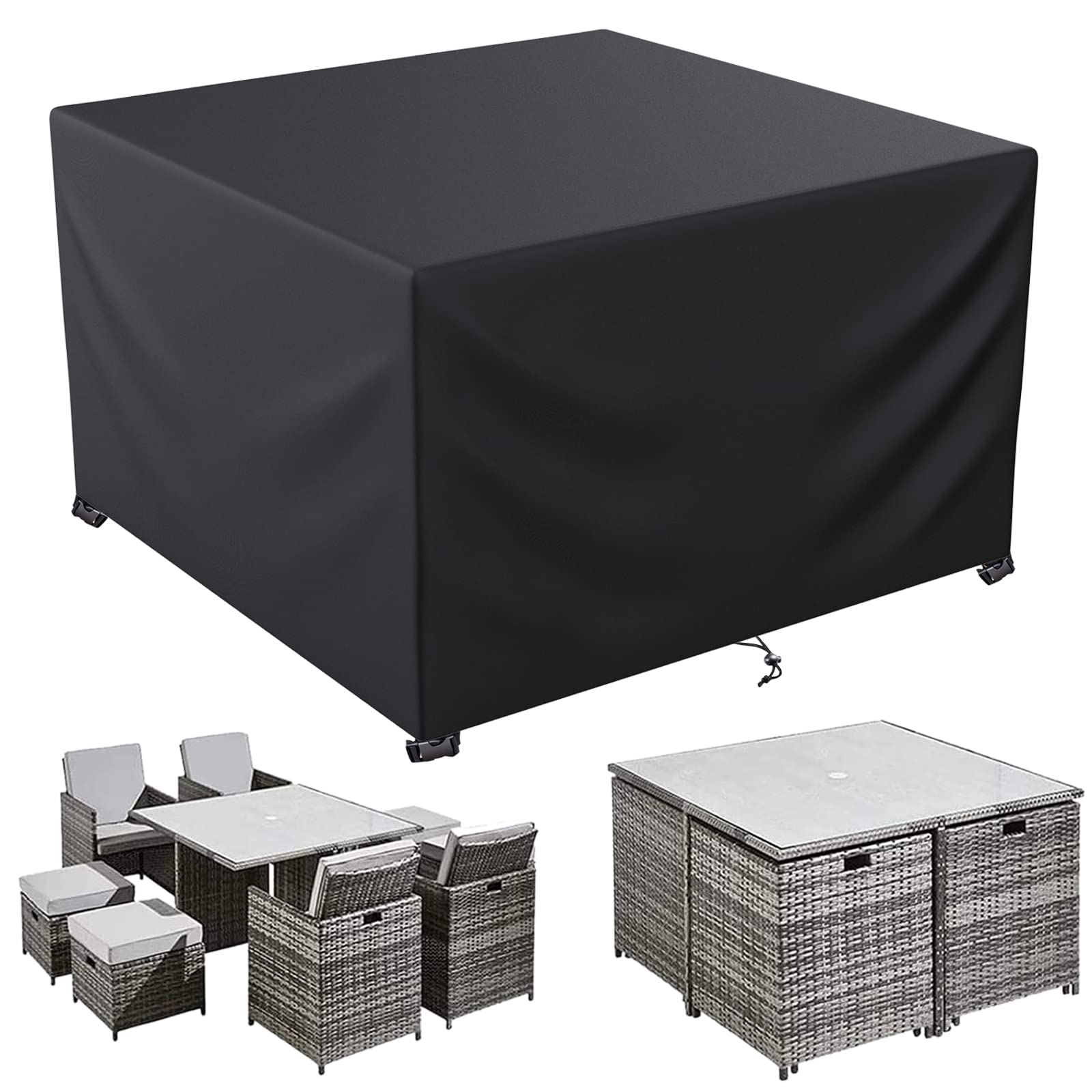 Чехол для квадратного садового стола PU водонепроницаемый анти-УФ износостойкий 420D Oxford Patio Table Furniture Heavy Duty Protective Covers 125x125x74cm