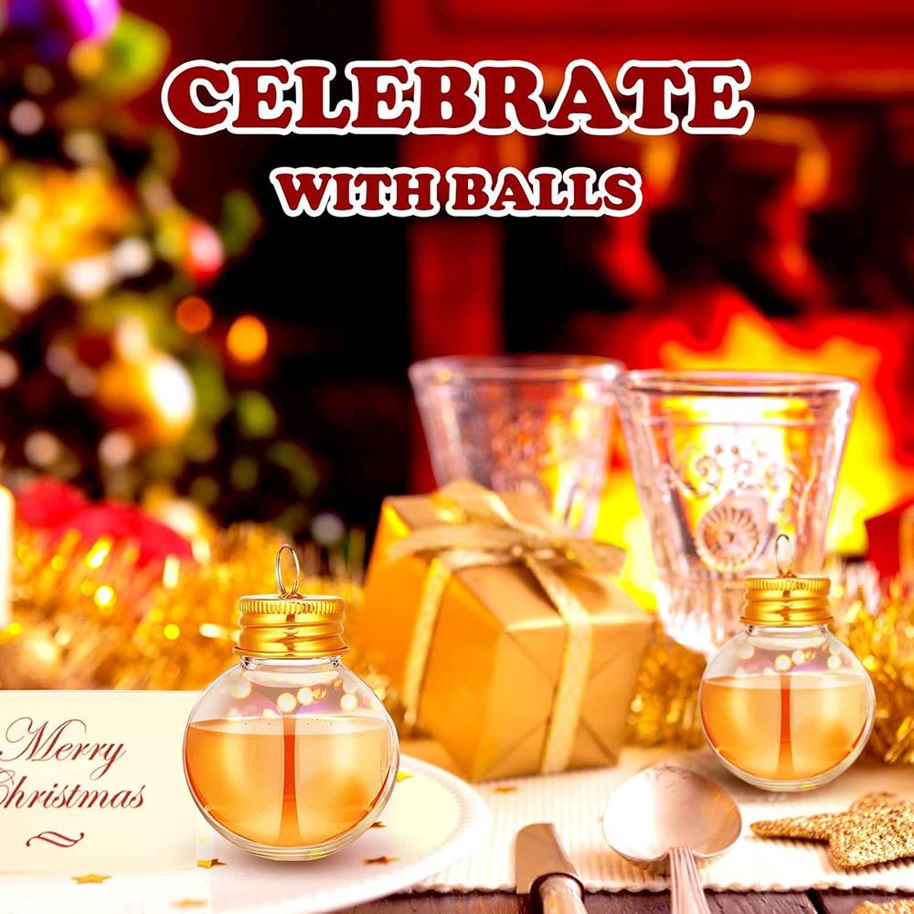 36Pcs Christmas Drink Balls Clear Shot Glass Ornaments Christmas Tree Fillable Plastic Xmas Water Bottle Bulbs for Holiday Party