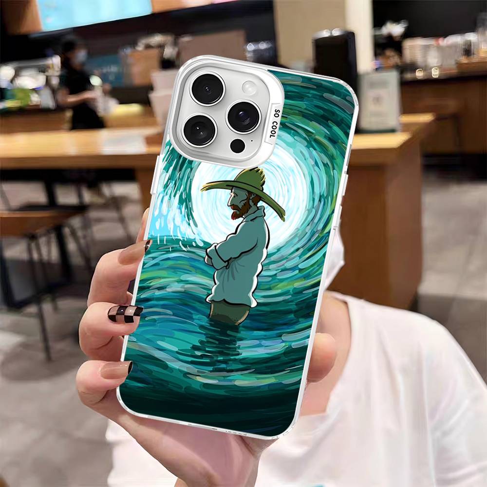 Van Gogh Art Painting For Iphone 15 14 13 Plus 17 16 12 11 Pro Max Matte Colored Silver Luxury Phone Cover