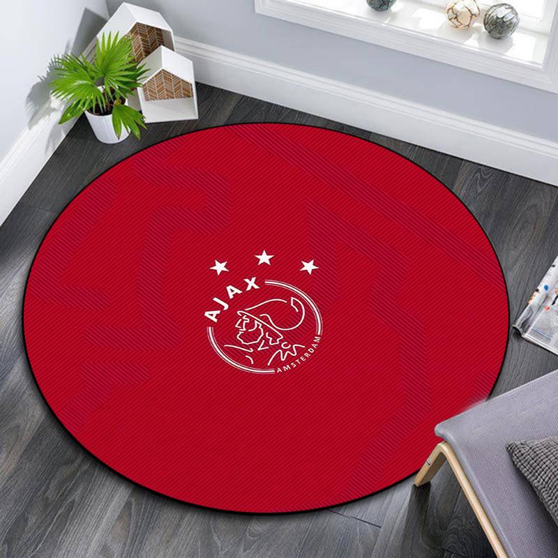 Amsterdamsche Football Club Ajax Round Area Rug,Carpet Rug for Living Room Bedroom Sofa Playroom Decor,Non-slip Floor Mat