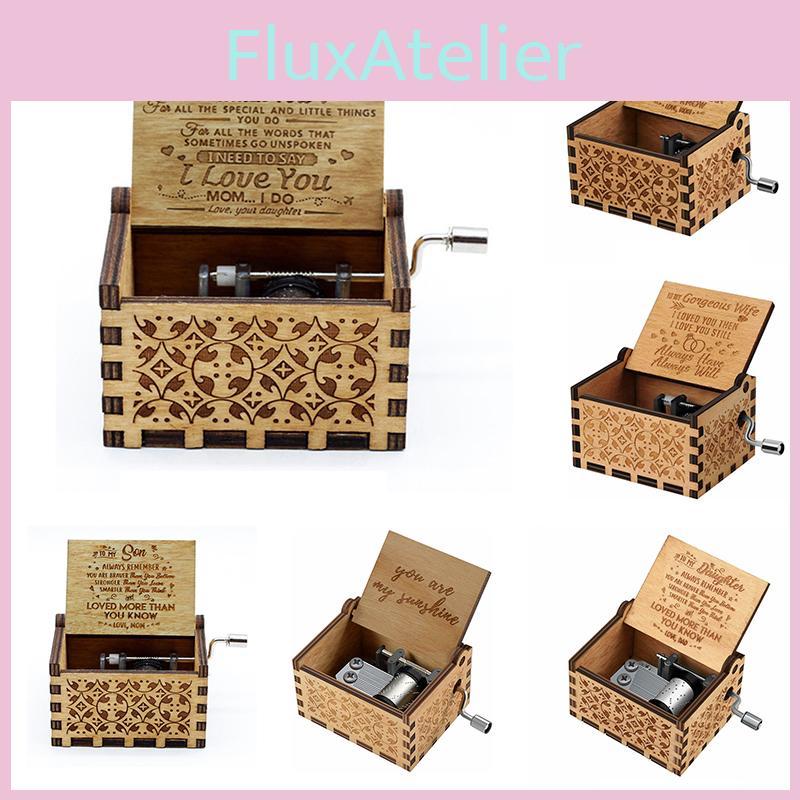 Vintage Wooden Music Box Gift For Kids Charming You Are My Sunshine Engraved Toy