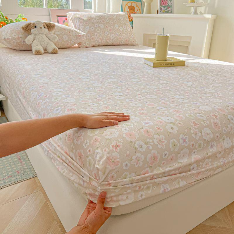 New Type A Double-layer Yarn Washed Cotton Bed Sheet Ins Windproof Anti-slip Dustproof Protective Cover for Four Seasons