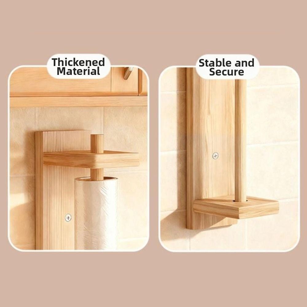 Wood Paper Towel Holder Wall Mounted Creative Roll Paper Hanger Multifunction Space Saving Tissue Storage Holder Kitchen