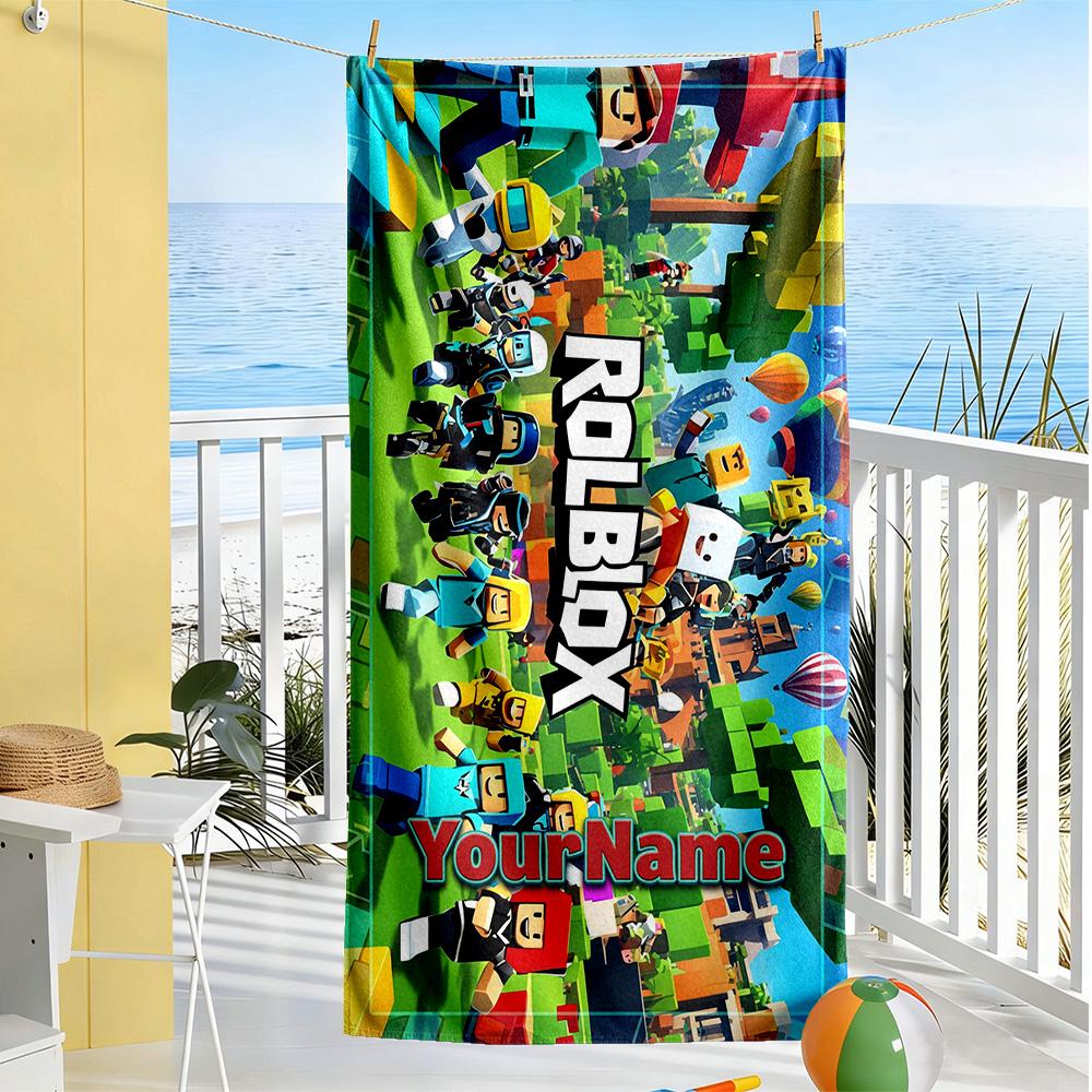Roblox Personalized Text Beach Towel Super Soft & Absorbent Perfect for Traveling Yoga Camping and Swimming
