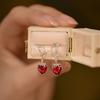 Light Luxury Cute Ruby Strawberry Earrings for Women Exquisite Diamond Inlay Heart-shaped Earings Stud Silver 925 Jewelry