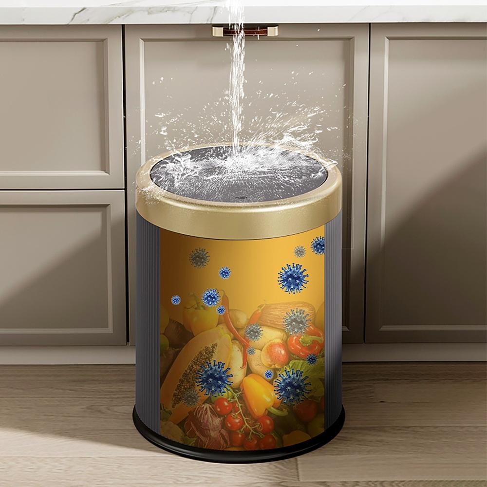 Light Wastbasket Press Trash Can with Lid for Office Living Room Bathroom Round Garbage Can with Removable Inner Bucket