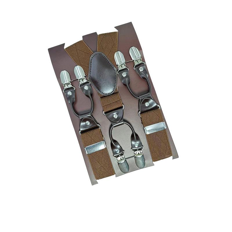 6 Clips Men'S Suspender Belt, Strap Thickened Elastic Belt, High-Quality Hardware Accessories