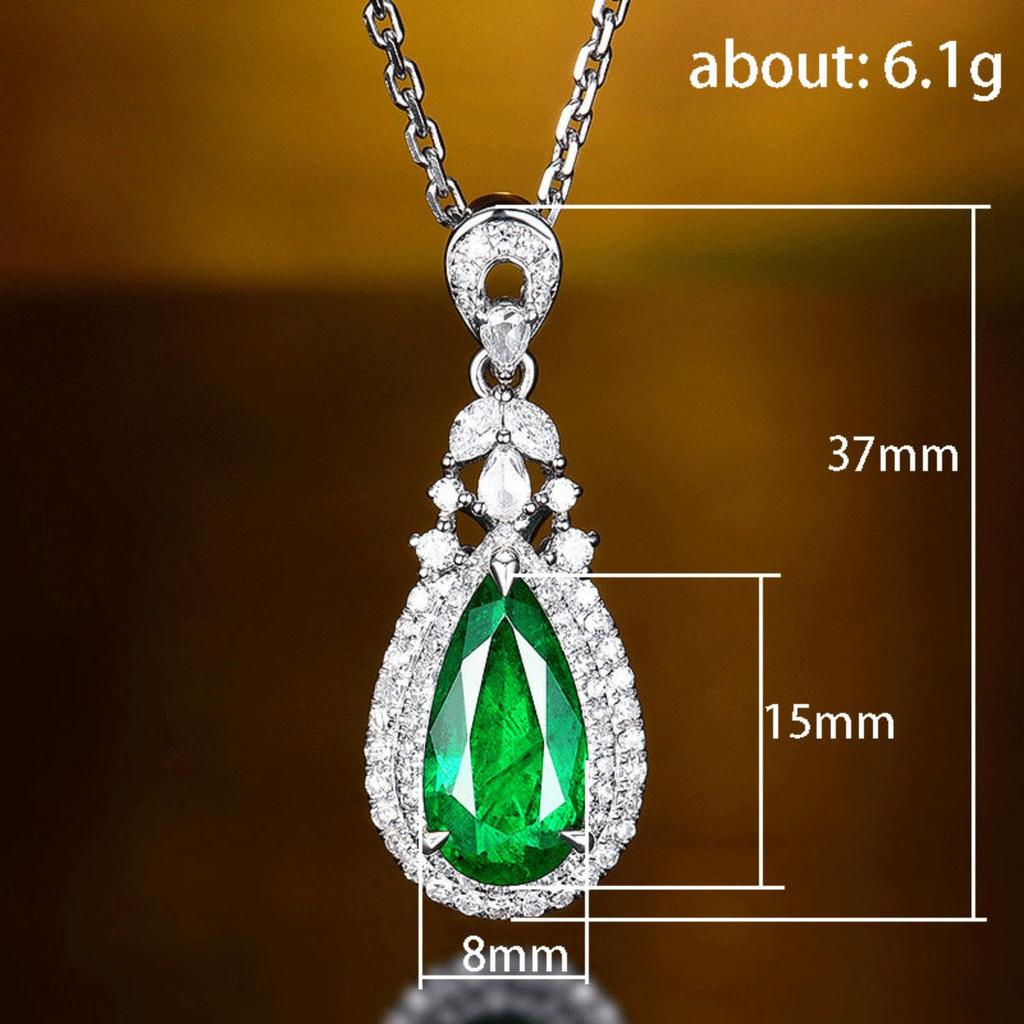 Exquisite Pear Shaped Synthetic Zircon Inlaid Pendant Necklace, Minimalist Design Collarbone Chain, Suitable for Elegant Jewelry Worn In Daily Life