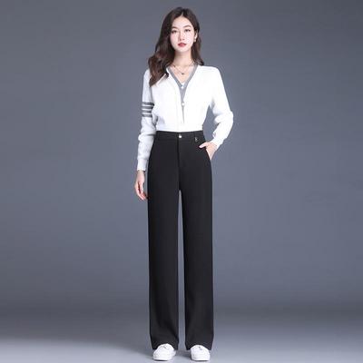 Women's Drapey Straight-Leg Suit Pants, Spring/Autumn 2026: Loose, Slimming, High-Waisted, Elegant, Narrow-Wide-Leg, Casual Style.