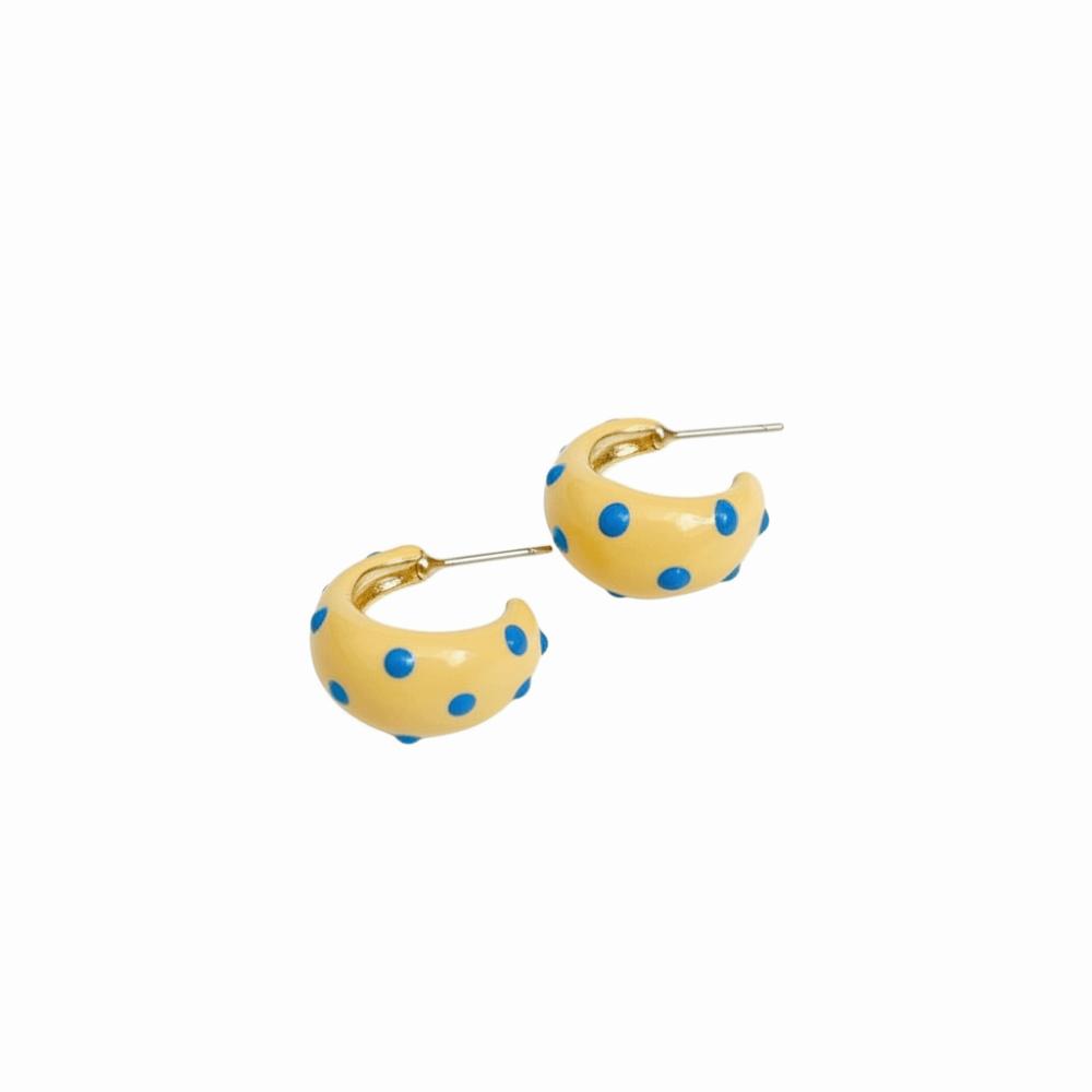 Circle C-Shaped Hoop Earrings Red Blue Dot Enamel Earrings Elegant Round Earring  Girls Style C