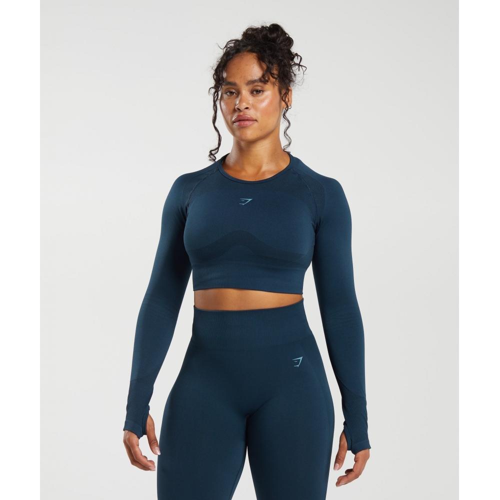 

GYMSHARK Flex с длинным рукавом, темно-синий деним B1A3L UCFX