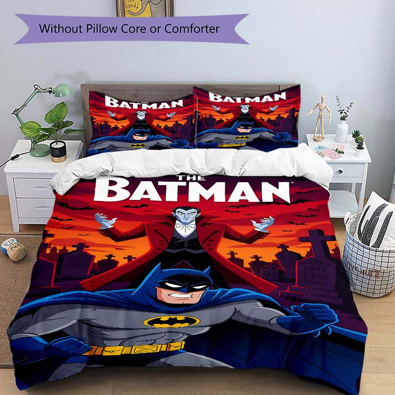 3pcs batman, superhero Duvet Cover Set (1 Duvet Cover + 2 Pillowcases, No Core) - Comfortable, And Breathable Bedroom Decoration yy251104084