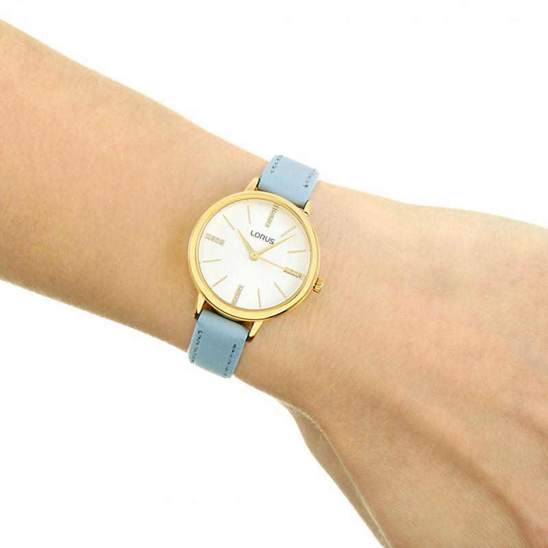 Lorus RG214QX8 Women's Watch Blue Leather Strap White Dial